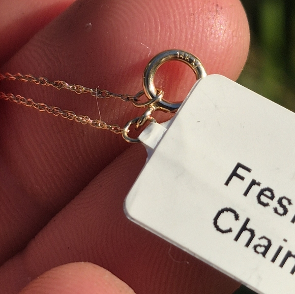 14K Gold Freshwater Pearl Chain Necklace - Picture 2 of 4